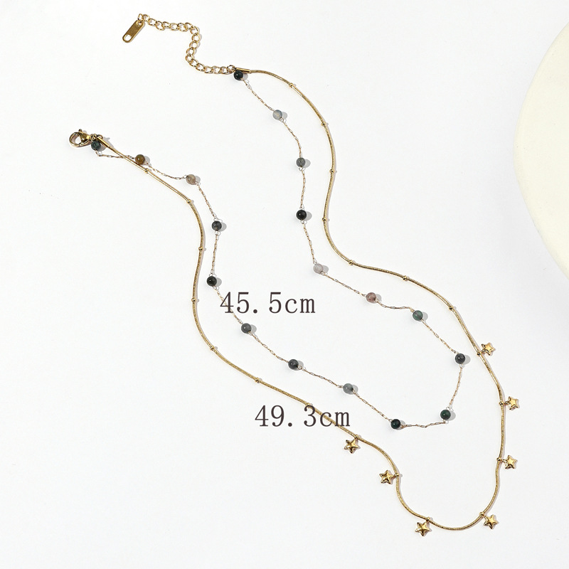 Double Layer Gold Titanium Steel Necklace For Women Elegant Style_voghion.com