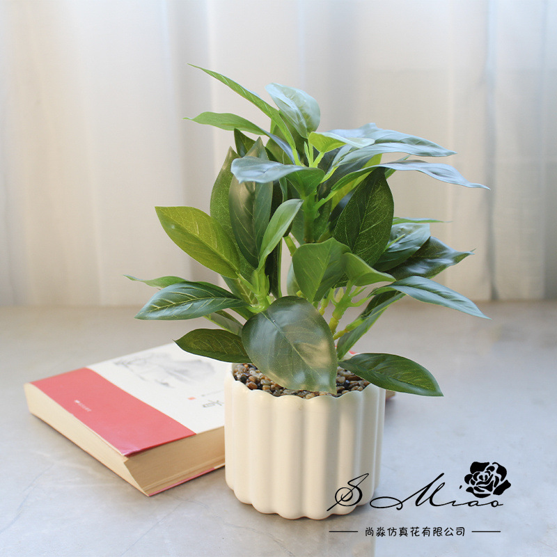 Simulación de hojas de banyan pequeñas decoraciones creativas bonsai fabricantes de decoración directa de plantas verdes artificiales falsas flores falsas de maceta de simulación image 11