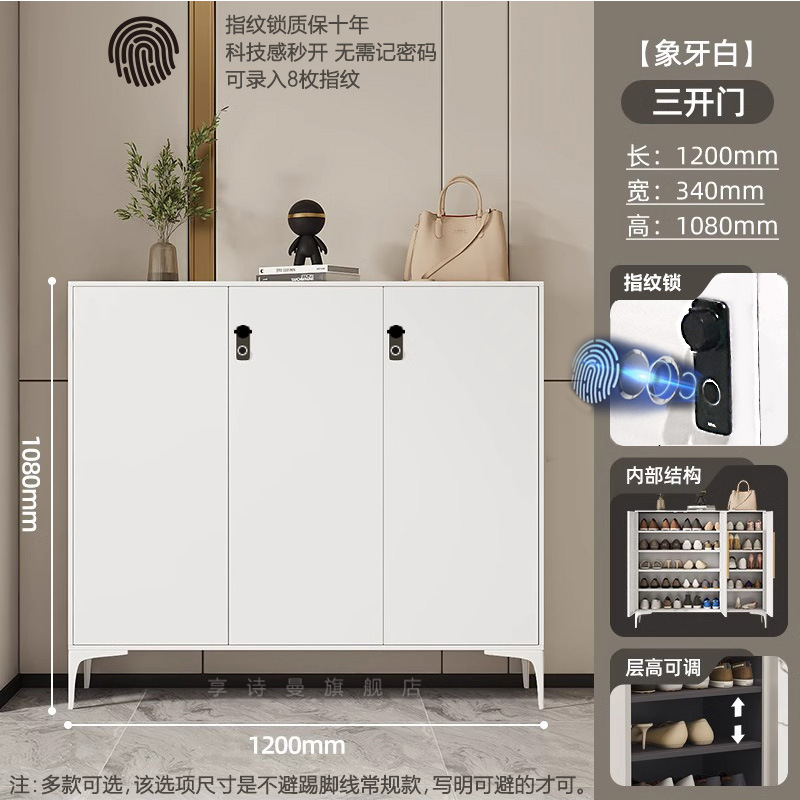 钢制鞋柜家用门口外楼道入户门铁皮鞋架大容量收纳防尘金属玄关柜|undefined