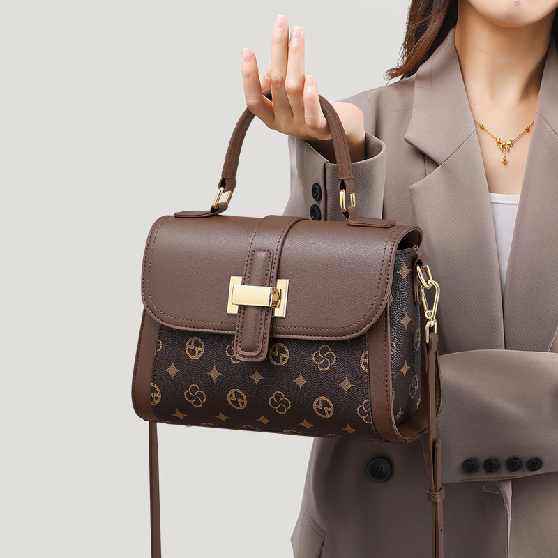 Túi tote nữ cỡ lớn đeo vai đeo chéo đi làm, phong cách hiện đại — Màu nâu, Màu nâu (phiên bản công khai)