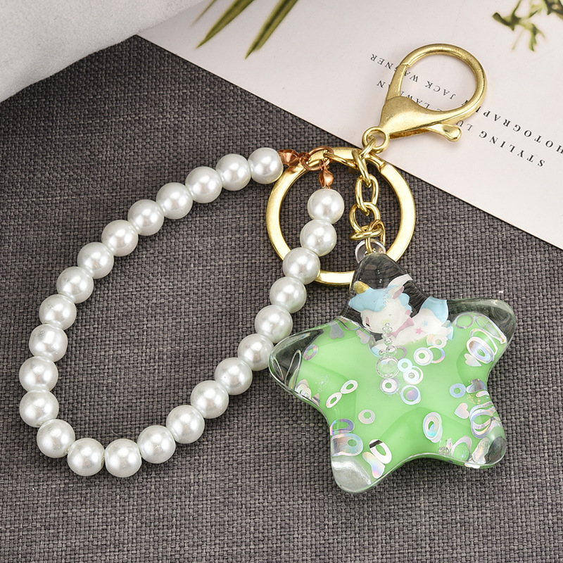 Acrylic Floating Liquid Milk Five-pointed Star Keychain Wholesale Nihaojewelry display picture 5