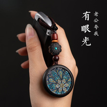 中国风定 制刻字汽车钥匙挂件男女创意檀木网红情侣挂饰钥匙扣