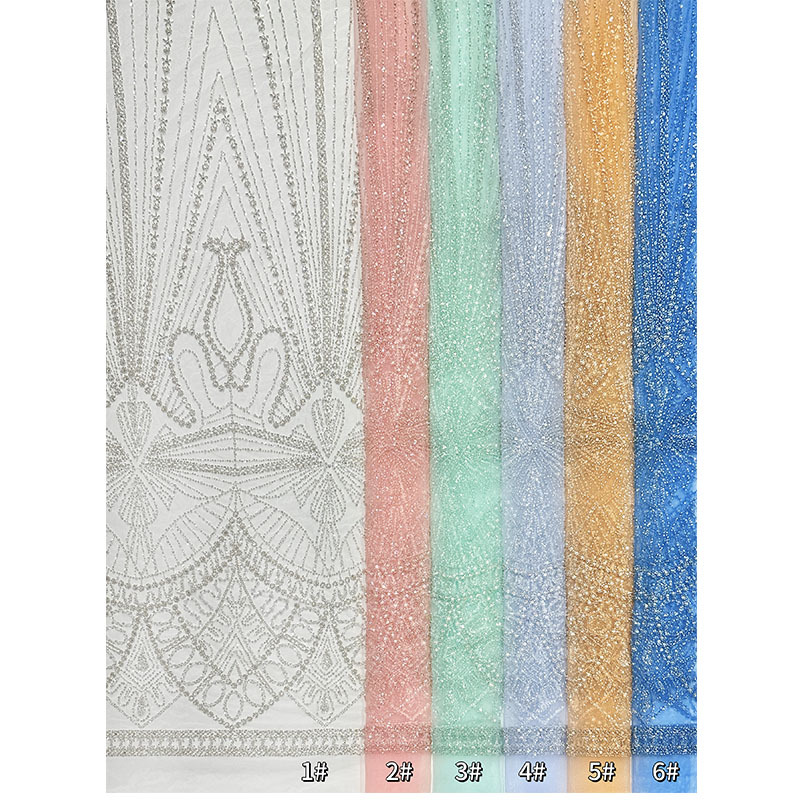 Bordado de tubo de perlas francés, tela de bordado de perlas, vestido de boda, vestido de banquete, tela de encaje pura y elegante image 5
