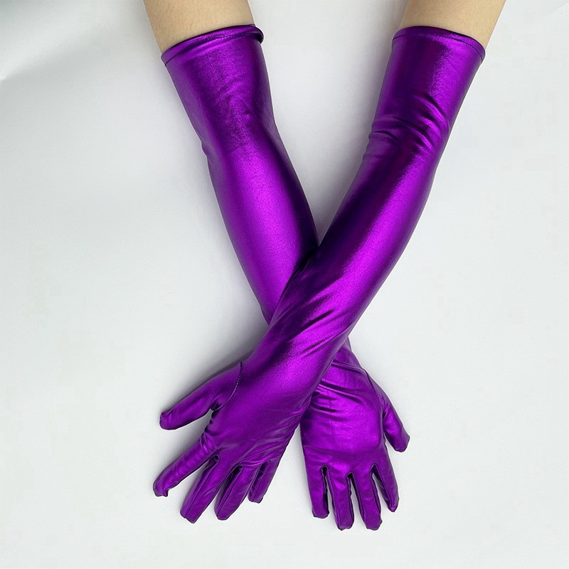 Europa y América sexy guantes de charol Cosplay apretado mano extendida brillante recubierto de cuero DS pole dance performance guantes