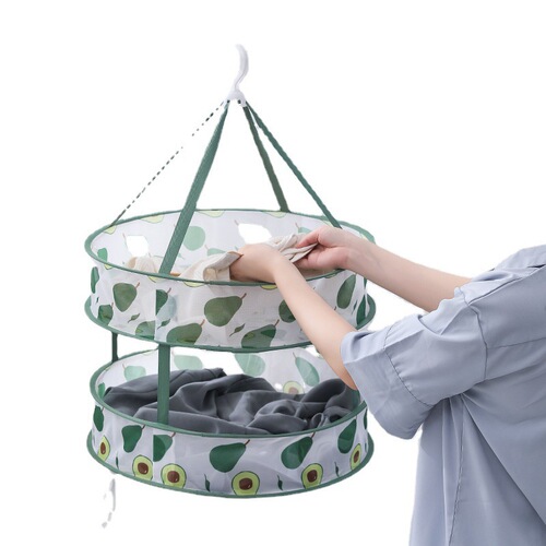 Printed Fruit Laundry Basket for Hanging Sweaters and Socks, Thickened Foldable Hook, Windproof Home Daily Use
