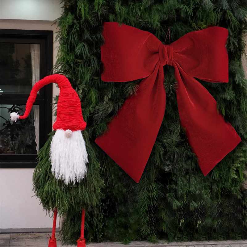 Tela de terciopelo rojo coreano super grande arco de Navidad para aumentar los colgantes de Navidad colgantes de árbol de Navidad escena de celebración
