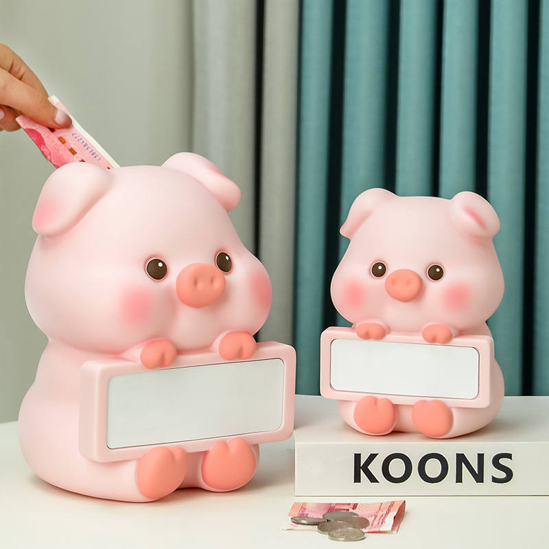 新款小猪存钱罐储蓄罐家用留言板桌面摆件客厅装饰品儿童生日礼物