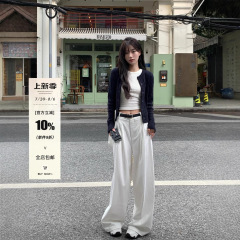 宋正恩白色垂感阔腿裤女夏季小个子高腰显瘦休闲裤拖地宽松白裤子