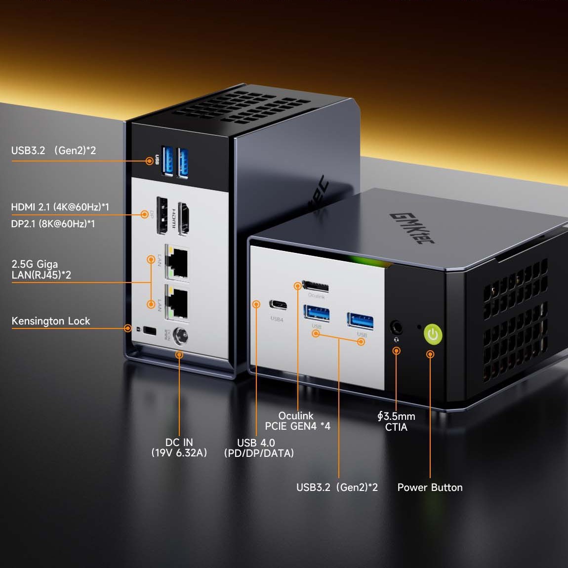 Jimoke EVO-X1 mini computadora host Ryeong AI 9 HX370 AI diseño de oficina de juegos miniPC