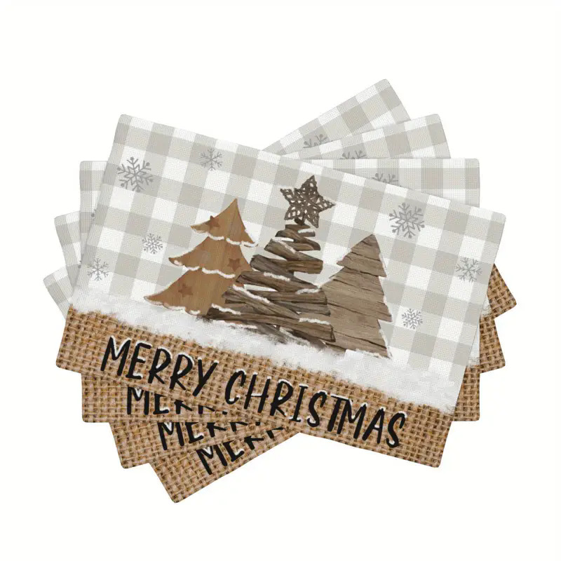 Transfronterizos lino almohadilla de mesa Aliexpress TEMU Amazon almohadilla de mesa cuadrada búfalo rojo almohadilla de Navidad Día de la Independencia