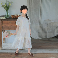 女の子ドレスサマードレス 2025 新しい新しい中国風のスカート少女夏スタイル刺繍プリンセスドレス
