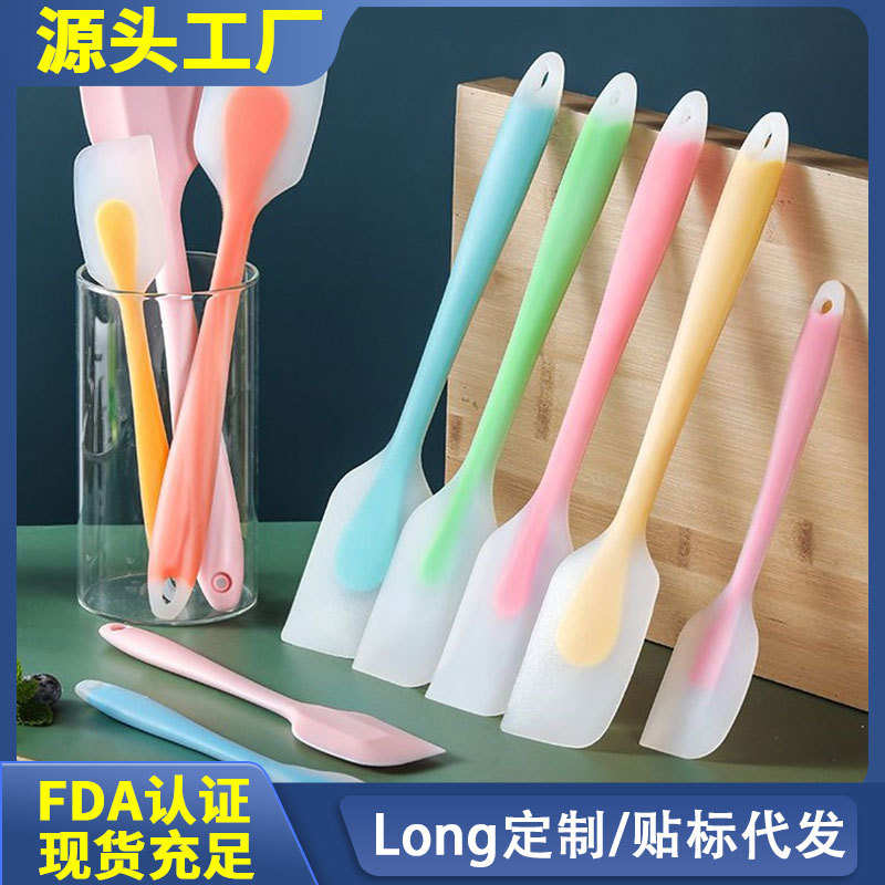 In-Stock Wholesale Integrated Silicone Spatula Solid Color Butter Knife Mixing Baking Cream Baking Tool Cake