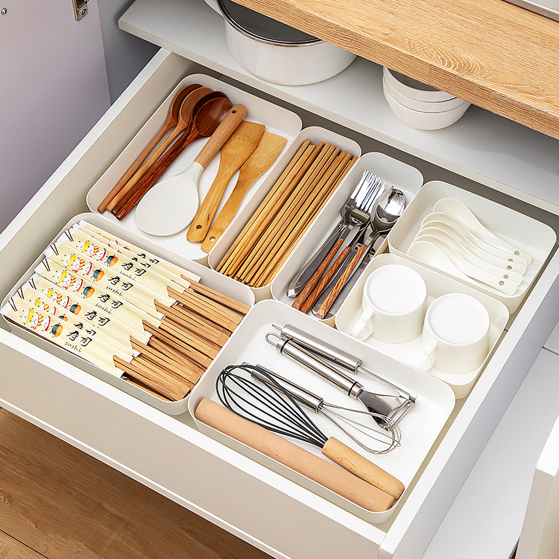 Japanese-style drawer storage box kitchen cabinet built-in partition chopsticks spoon tableware partition sorting artifact