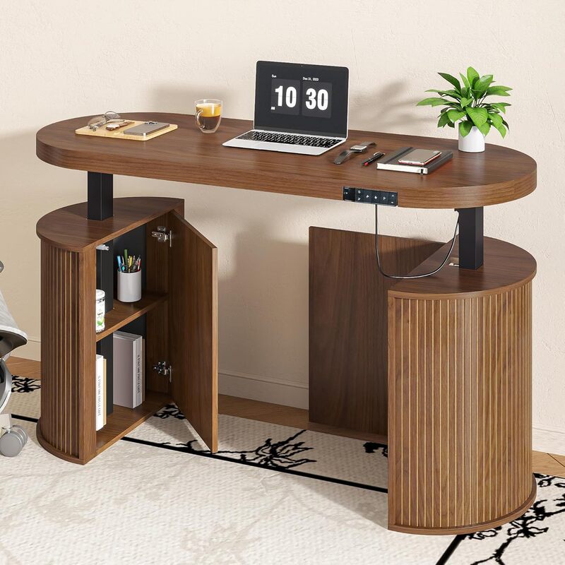 Modern Electric Standing Desk with Storage Space, Adjustable Height Office Desk for Home Office Use