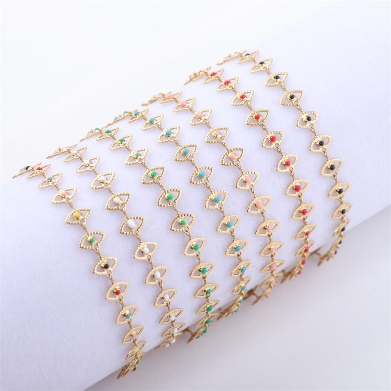 Eyes Titanium Steel Bracelet 18K Gold Electroplated Stainless Steel Color Oil Dropping Devil's Eye Turkish ins Style Jewelry