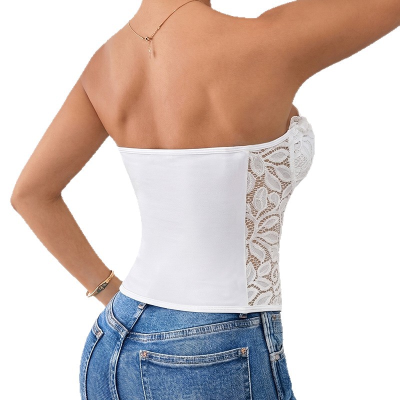 Cave-out - pechos sexy de encaje transparente hueso de pescado túnica cortesina chaleco corseco tops