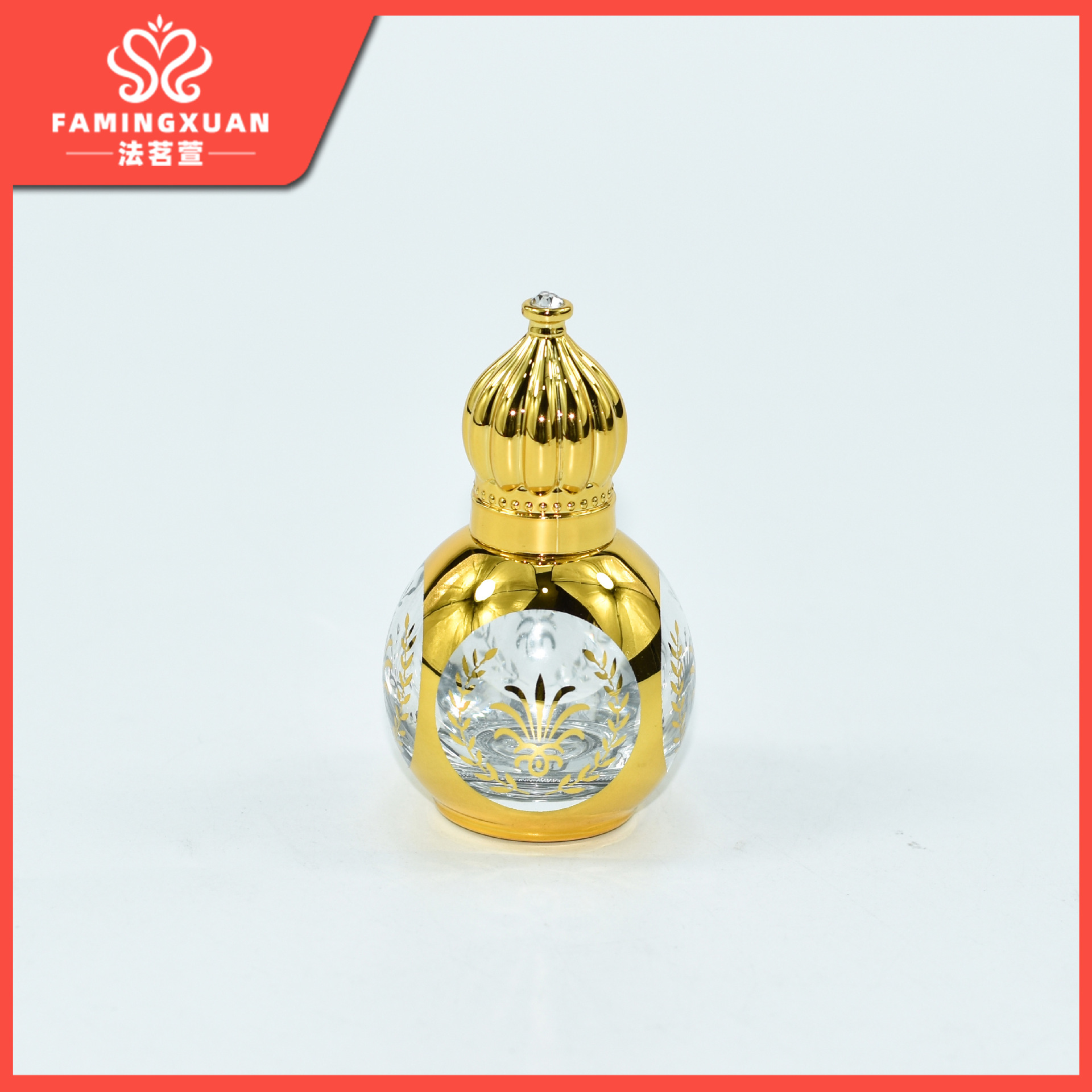 Faimingxuan sub-botella de perfume a granel botella vacía 12ML bola de cristal dorado botella vacía