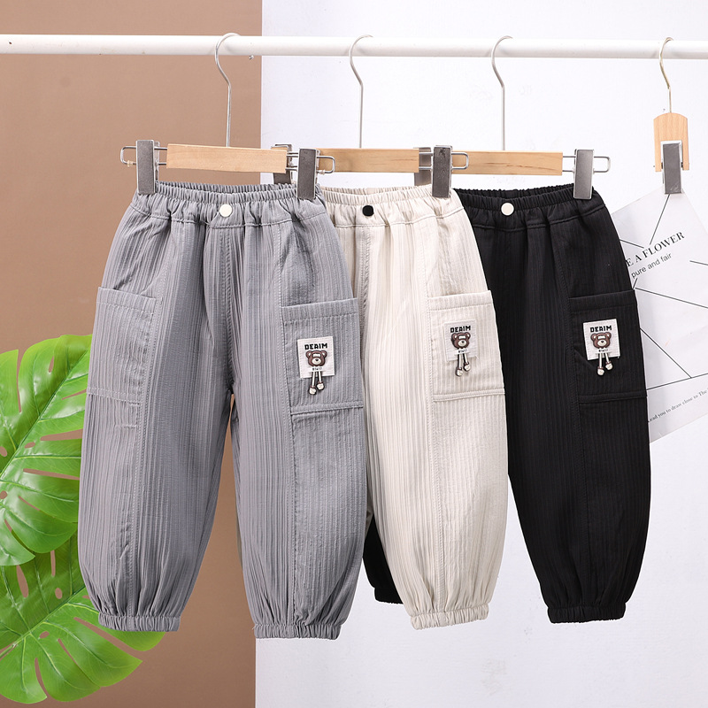 Pantalones Cargo Casuales Ajustados para Niños de Algodón para Primavera y Otoño image 4