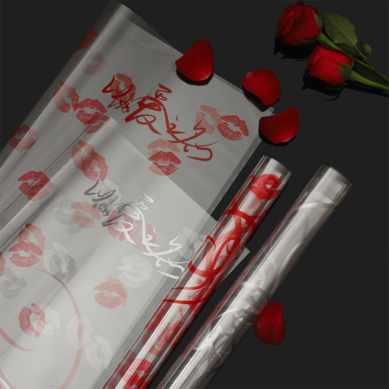 厂家批发情人节新款玻璃纸爱心love鲜花花束包花纸内衬纸玫瑰七夕