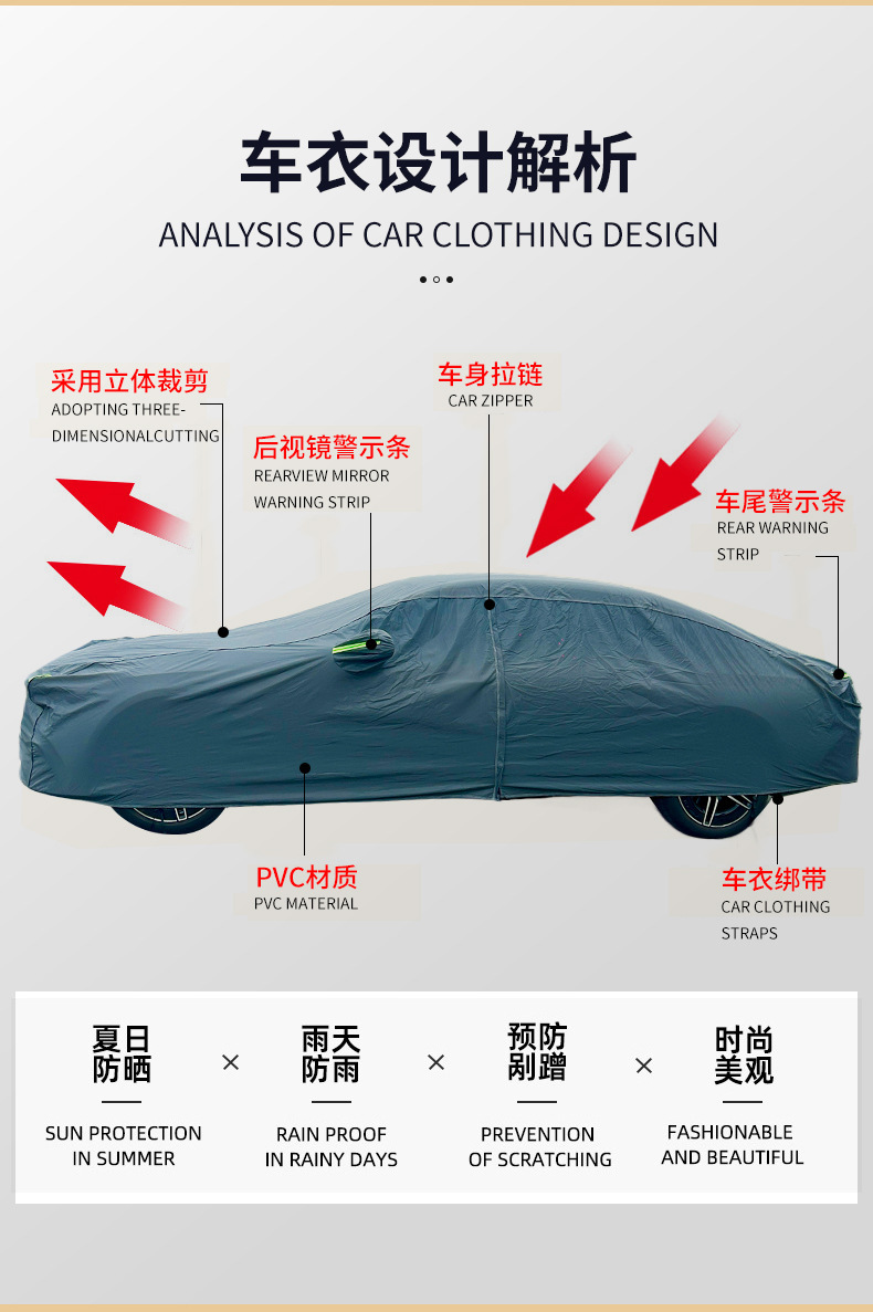 New Energy Universal Electric Vehicle Cover, Full-Cover Portable Pvc Rain-Proof, Sun-Proof, and Dust-Proof Cover