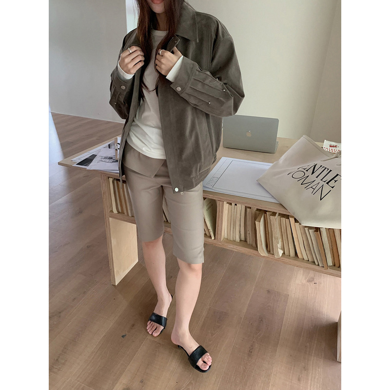 [Clearance Sale] Korean-Style Matte Leather Autumn Jacket for Women, Casual Loose Fit with Turn-Down Collar and Zipper