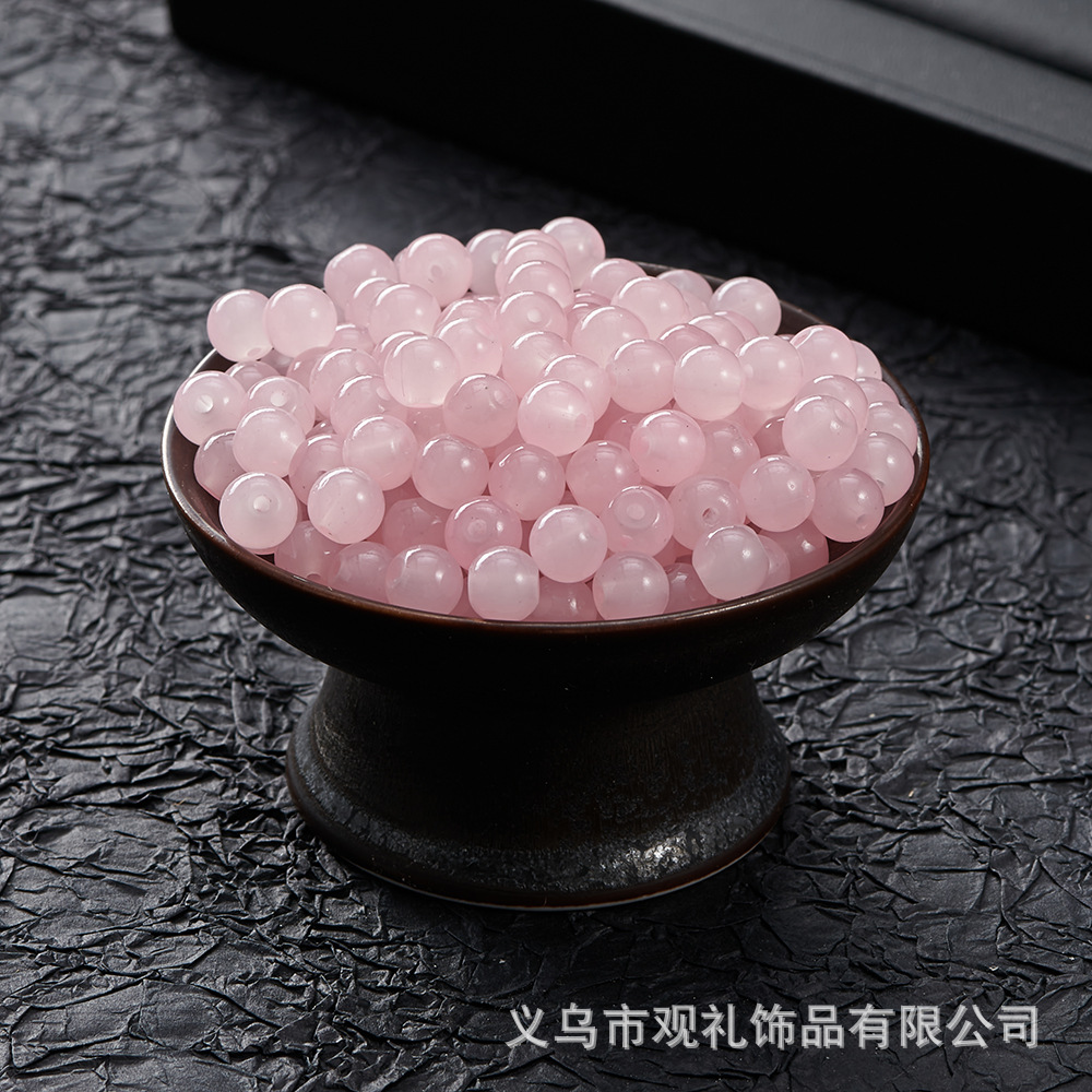 Primavera y verano imitación de cristal imitación de jade natural de 8mm de color sólido perlas de vidrio perlas diy accesorios de pulsera perlas sueltas