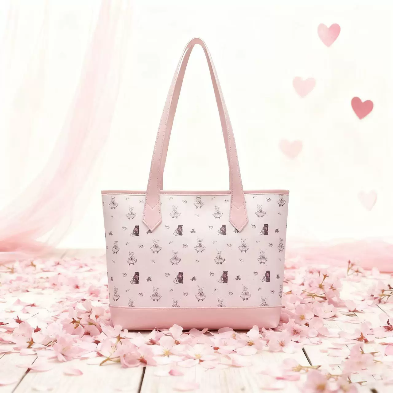 网红托特包女大容量轻奢小众粉色通勤可爱卡通印花女生手提单肩包