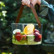 透明提桶户外野餐收纳盒手提篮子冰桶多功能便携水果篮野炊果桶篮