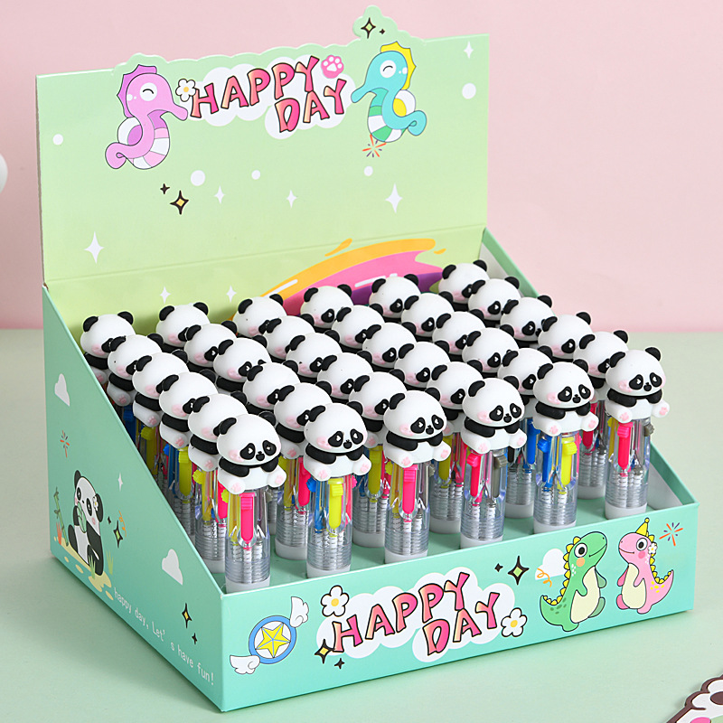 Caricatura encantadora capibara mini bolígrafo de cuatro colores bolígrafo de cuentas de mano de colores estudiantes premios papelería al por mayor