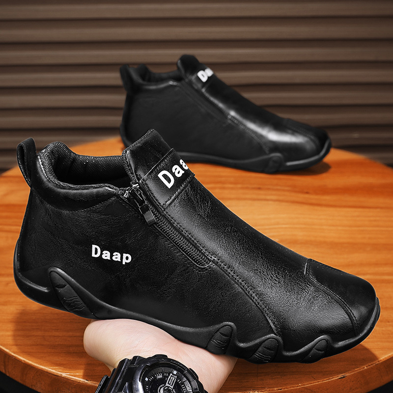 2026 nuevos zapatos de hombre de primavera al por mayor cuero medio para ayudar a los zapatos casuales impermeables y seguros de trabajo cómodos zapatos para hombres