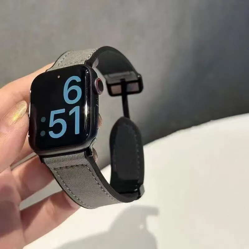 适用苹果表带iwatchS9代S8Apple智能手表带7654321真皮磁吸表带|undefined