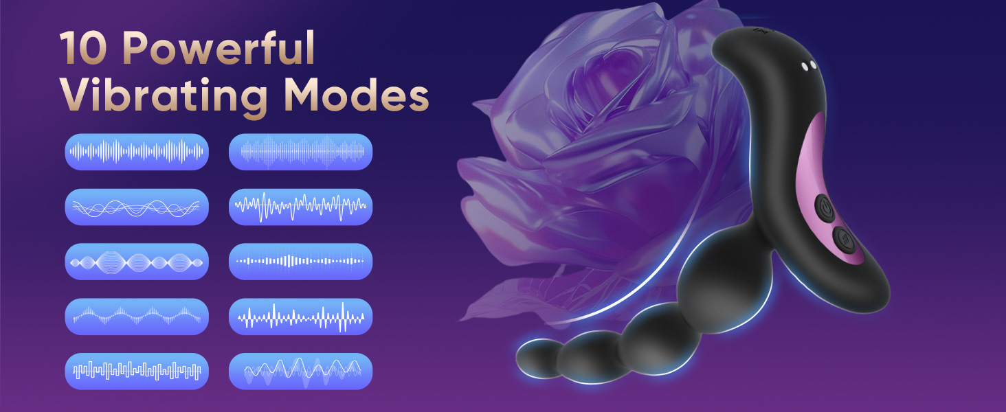Rechargeable Vibrating Anal Plug with 10 Frequencies, Silicone, Black — detail image 8