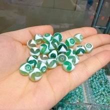 绿玛瑙天珠虎牙贵人富甲天地宝瓶财神手工DIY文玩饰品配饰