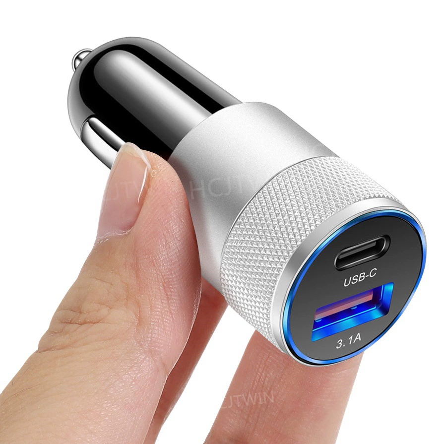 3.1A USB + PD металлическое автомобильное зарядное устройство алюминиевый сплав сталь пистолет автомобильное зарядное устройство мобильный телефон автомобильное зарядное устройство трансграничная оптовая продажа