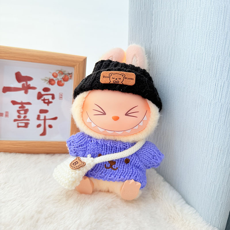 Solo ropa] Llavero de primera y segunda generación Labubu colgante de ropa Rabubu ropa de bebé suéter de punto traje de sombrero