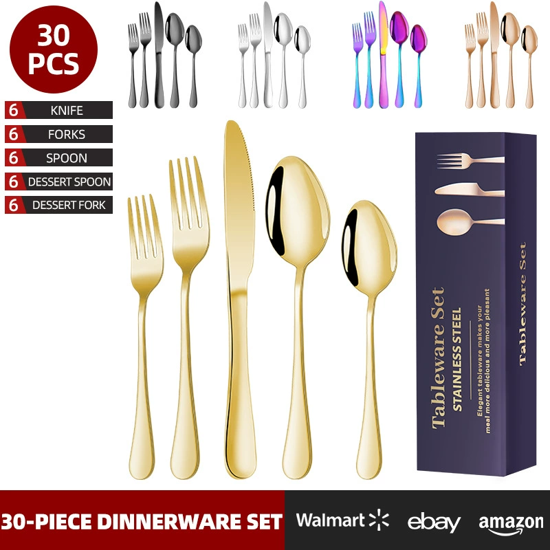 cutlery cross-border stainless steel utensils knife fork spoon hot-selling 30-piece Western dining steak knife 1010 utensil set