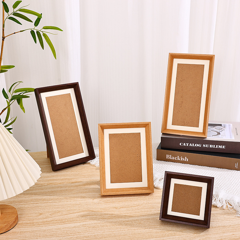 New Chinese Calligraphy Photo Frame Wooden Strip Framed Wall Hanging Calligraphy and Painting Frame Chinese Painting Works Cultural and Creative Table Wholesale