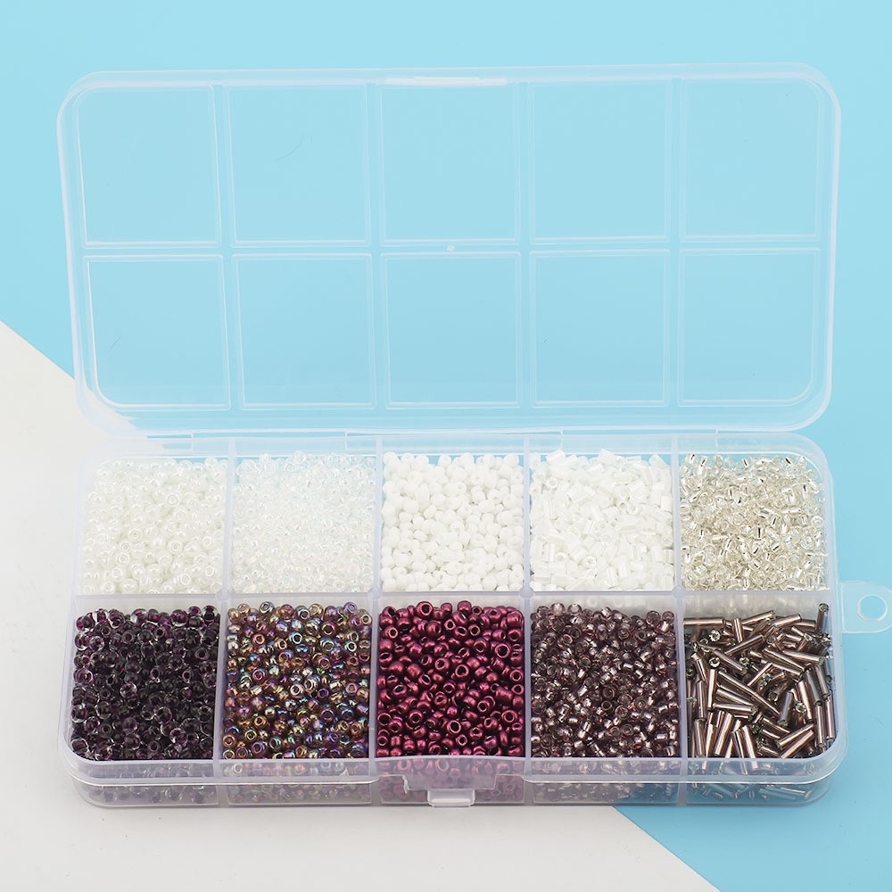 Cuentas de arroz 10 cuadrícula multicolor caja clásica de cuentas sueltas sequinilla pulsera pendientes DIY accesorios joyería al por mayor