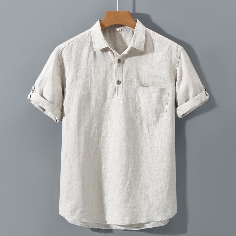 Summer Linen Men's Short-Sleeved Shirt Linen Men's Clothing New Chinese Style Collared T-Shirt Polo Shirt Linen Shirt Summer Summer Linen Men's Short-Sleeved Shirt Linen Men's Clothing New Chinese Style Collared T-Shirt Polo Shirt Linen Shirt Summer