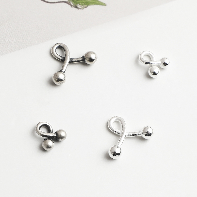 S925 Sterling Silver Horseshoe Ring Small Round Bead Pendant DIY Beaded Rope Crystal Bracelet Necklace Pendant Jewelry Accessories