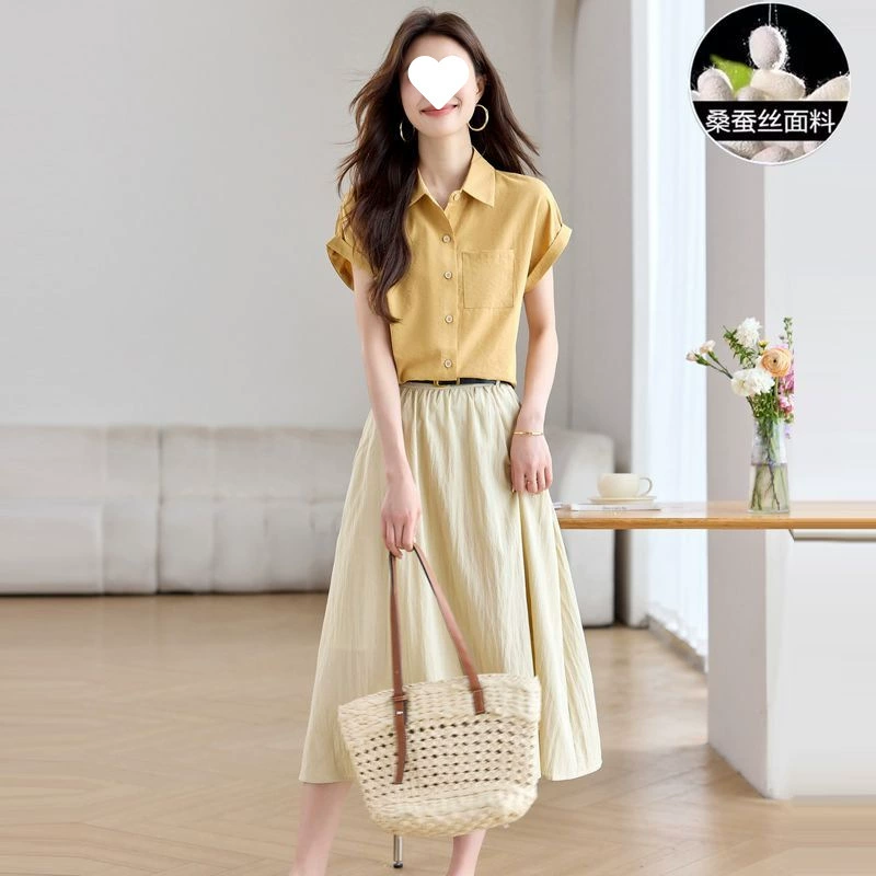 Две рубашки, юбки, костюмы-двойки, юбки, новые модели 2025 года, популярные летние шелковые платья для женщин этого года.