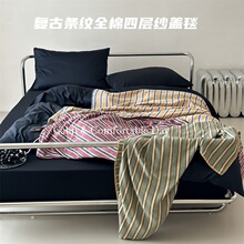 复古侘寂风全棉四层纱盖毯办公室午睡毯空调毯纯棉纱布毯子夏凉被