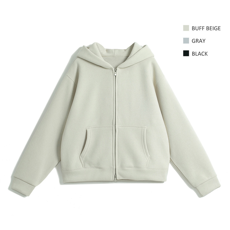 Mai Zhuxing·820G·Double Zipper Fleece-Lined Hooded Sweatshirt·Casual Sports Kangaroo Pocket Warm Thick Jacket Winter