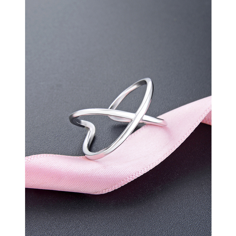 925 anillo cruzado de plata esterlina hembra ins estilo fresco personalidad simple anillo liso anillo de sentido de alto grado anillo de dedo índice de nicho