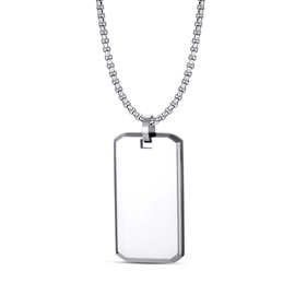跨境不锈钢小型军牌吊坠欧美男士简约风光面吊牌项链刻字一件代发