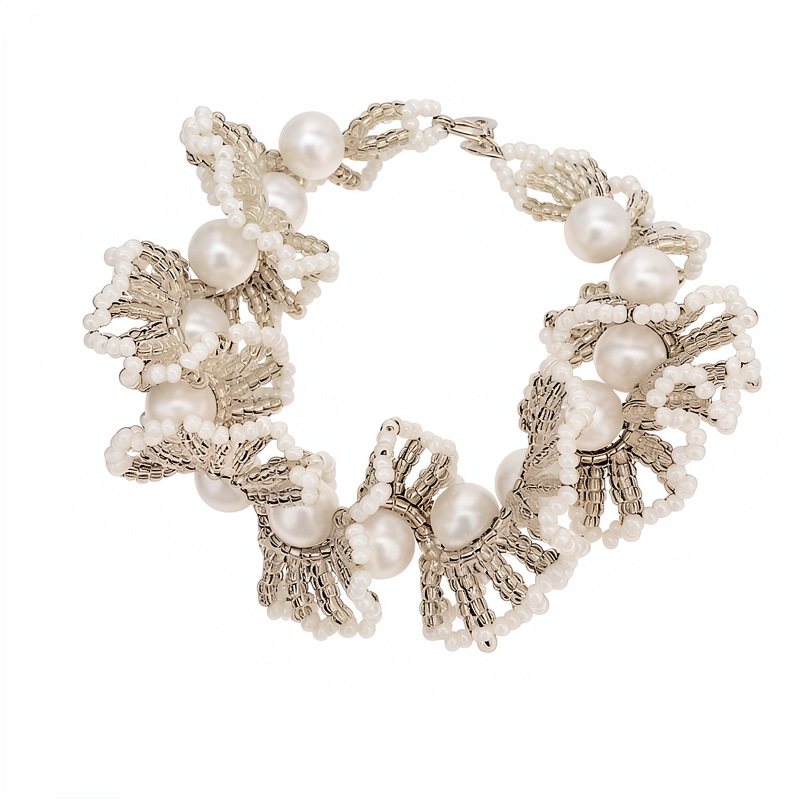 Collar de perlas de encaje redondo lujo ligero nicho collar de perlas estilo retrógrado conjunto de joyería al por mayor