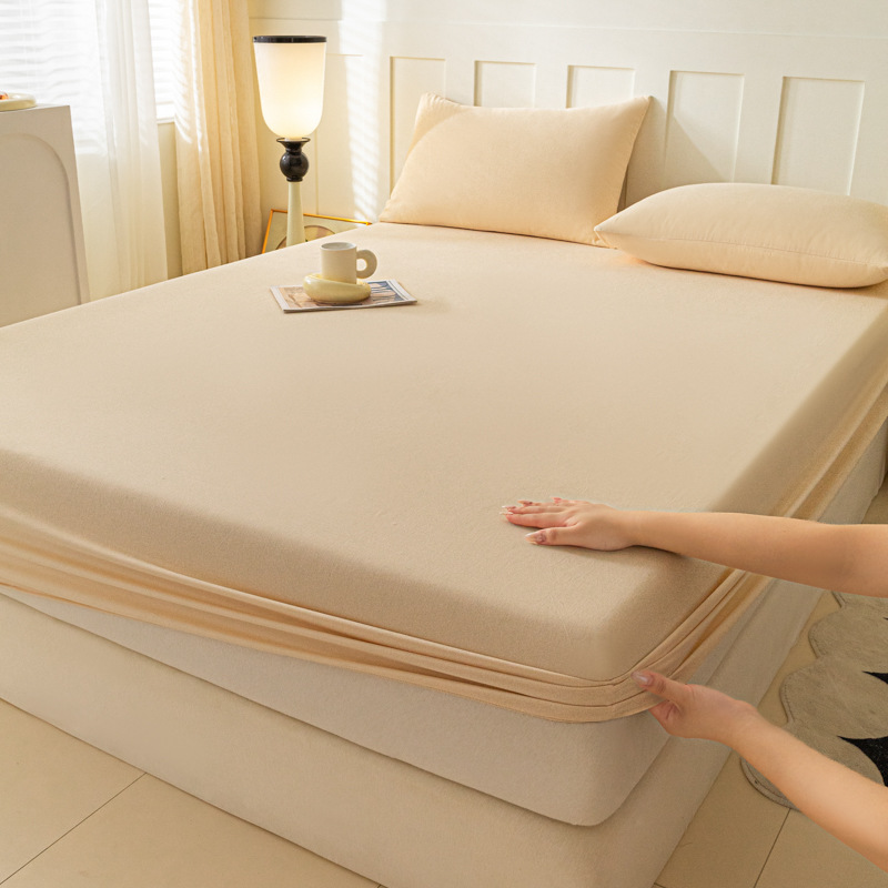 2024 nueva clase A de algodón simple color sólido cepillado de un solo producto funda de cama a prueba de polvo cubierta protectora de colchón todo incluido cuatro