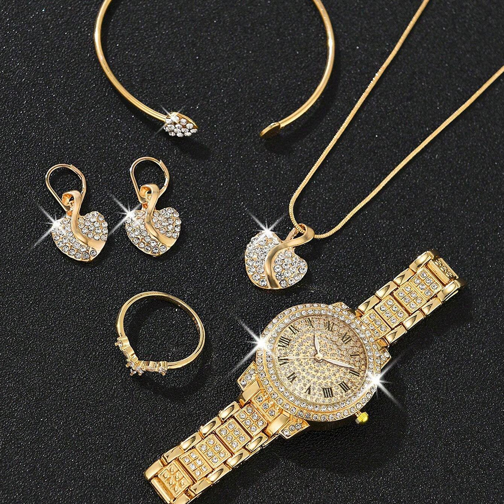 Explosiones transfronterizas Jubabo con diamantes para mujeres reloj conjunto de moda alta sensación romana reloj de cuarzo reloj de pulsera image 3