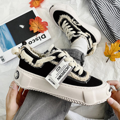 2023 new men's shoes collection low-top Hong Kong style thick-soled bread shoes canvas shoes star style beggar shoes