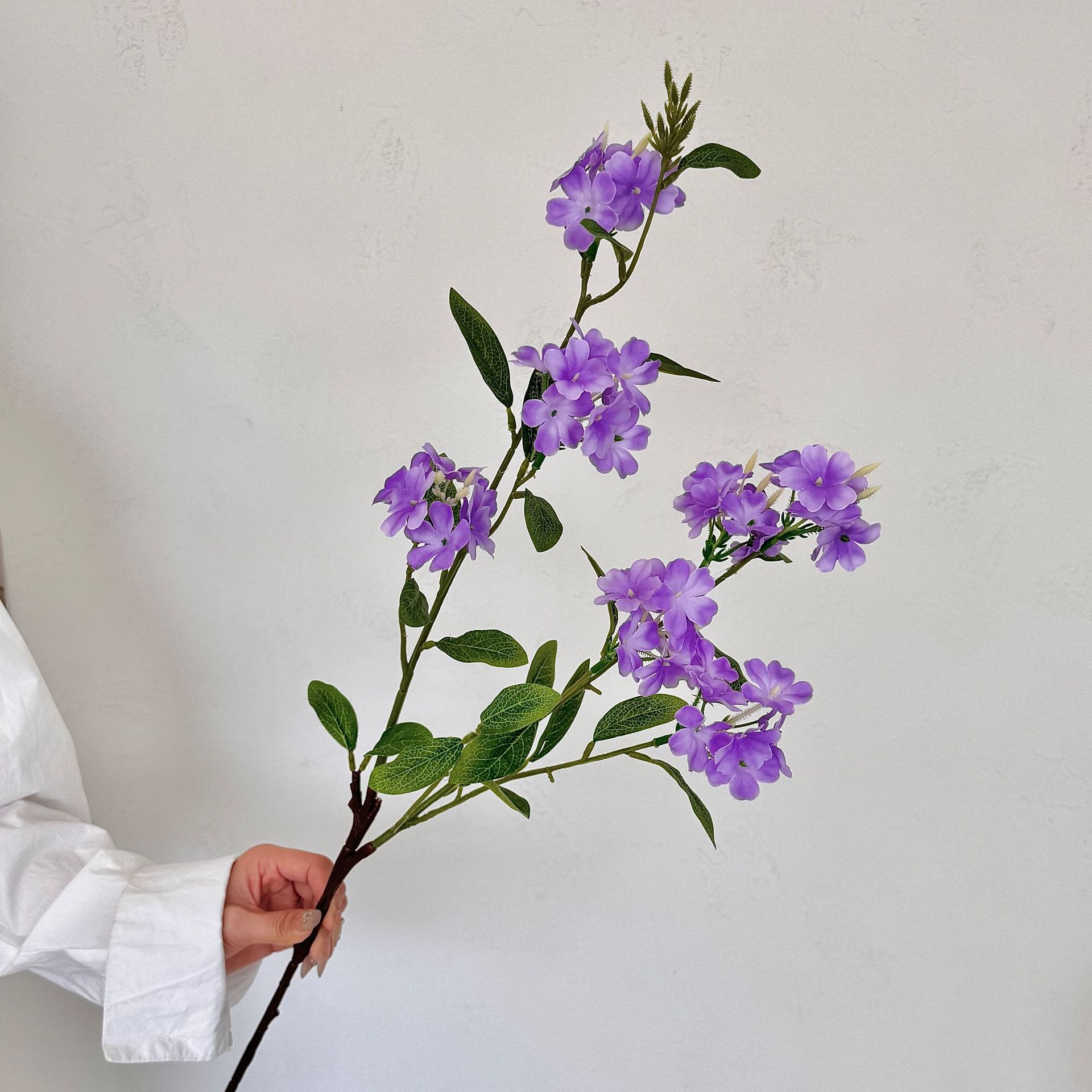 Advanced sense copo de nieve azul flor artificial flor falsa sala de estar decoración de mesa decoración de flores de hortensias de rama larga accesorios de fotografía